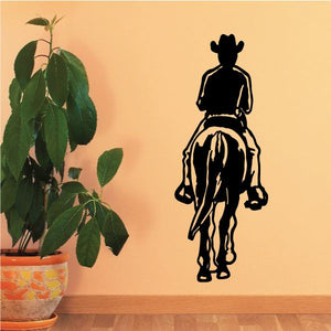 Bull rider wall vinyl decal with black silhouette on a bull, full body