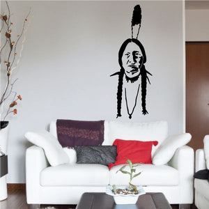 Black feathered cowboy silhouette vinyl wall decal