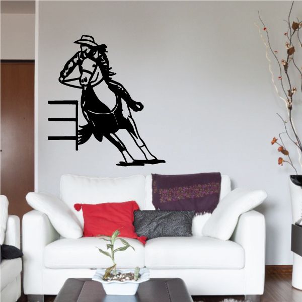 Bull rider wall decal vinyl silhouette of cowboy on bull, black design