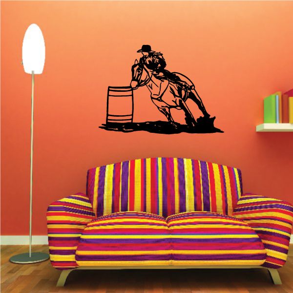 Bull riding wall decal, black cowboy on bull, vinyl silhouette.