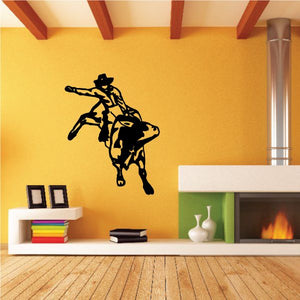 Bull rider wall decal with black silhouette