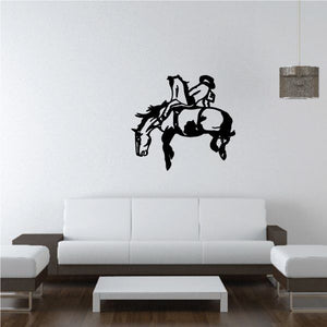 Bull riding wall decal vinyl, black silhouette of cowboy on bull