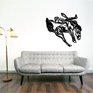Bull riding wall decal with black bull rider silhouette