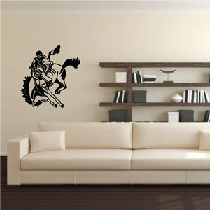 Bull rider wall decal, black vinyl silhouette of cowboy on bull