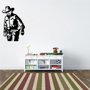 Bull rider cowboy vinyl wall decal, black silhouette