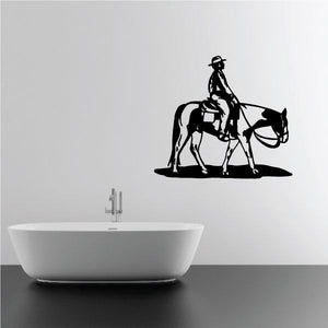 Bull rider wall decal, black vinyl silhouette of rider on bull with rope