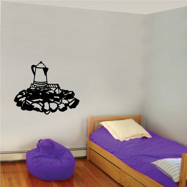 Bull rider wall vinyl decal, black silhouette of bull and rider