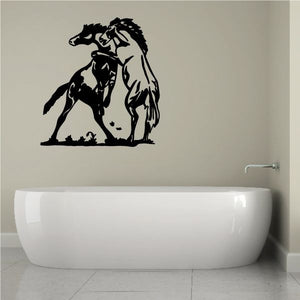 Bull riding wall decal vinyl, black bull and rider silhouette