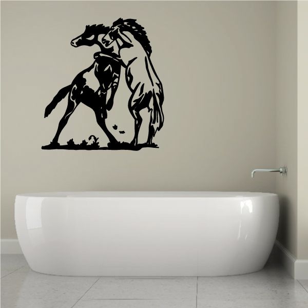 Bull riding wall decal vinyl, black bull and rider silhouette