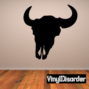 Black bull head wall decal with long horns