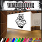 Crossed-arms bulldog decal with black outline on white background