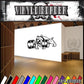 Bulldog lifting weights decal: black bulldog holding a dumbbell on white.
