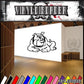 Bulldog listening wall decal with black outline dog on white background