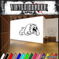 Standing bulldog decal with open-mouthed cartoon face, black outline.