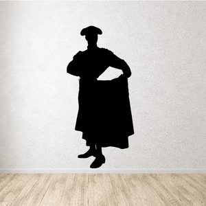 Bullfighter matador decal, black silhouette of a standing matador with hat