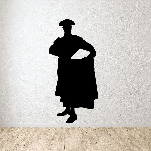 Bullfighter matador decal, black silhouette of a standing matador with hat