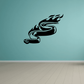 Burning snake decal with stylized flame tail, black graphic