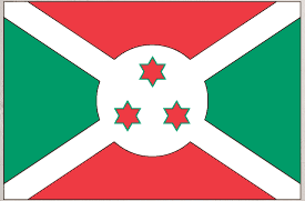 Burundi flag sticker with white cross and shield showing red stars