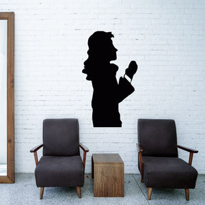 Praying business woman decal, black silhouette holding hands in prayer