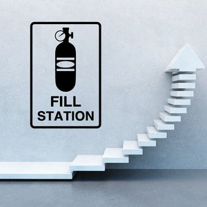 Vinyl wall decal sign with black paintball bottle icon and 'FILL STATION' text