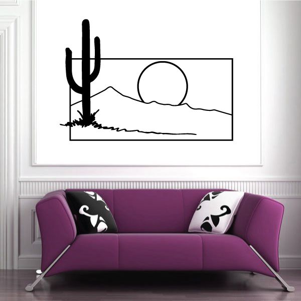 Image of Cactus And Sunset Wall Decal - Vinyl Decal - Car Decal - Business Sign - MC138