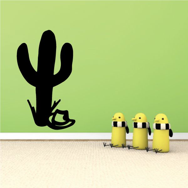 Cactus decal set with black sombrero hats on yellow cactus shapes