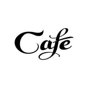 Cafe vinyl decal sticker in black script lettering