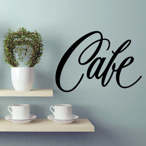 Black cursive 'Cafe' vinyl wall decal