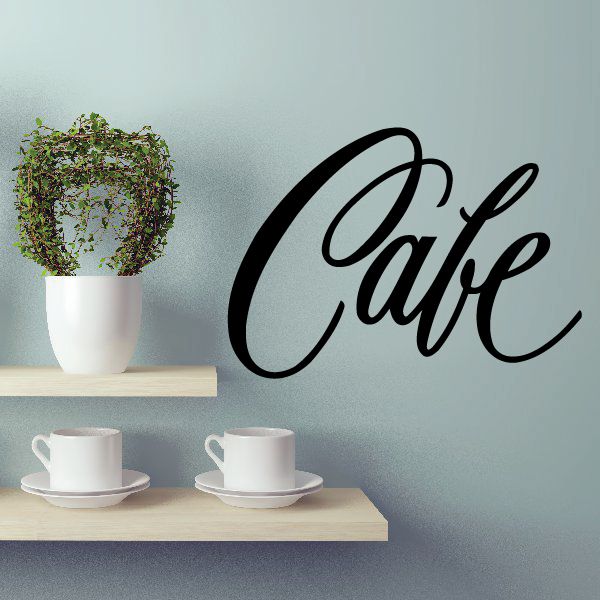 Black cursive 'Cafe' vinyl wall decal