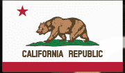 Vinyl sticker with California flag design, bear and red star, with "CALIFORNIA REPUBLIC" text