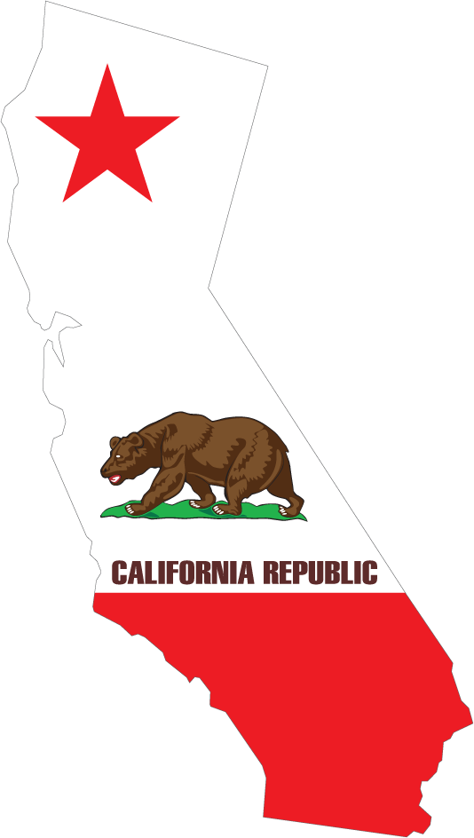 California Shape State Flag Sticker, isolated printed sticker artwork