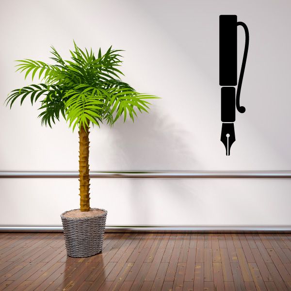 Calligraphy pen decal, black nib and handle silhouette