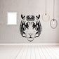 Tiger head decal, black wall sticker with calm expression