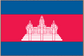 Rectangular Cambodia flag sticker with blue border and white Angkor Wat on red