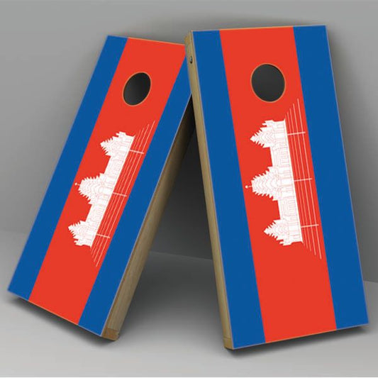 Cambodia Flag Cornhole Board Vinyl Decal Wrap