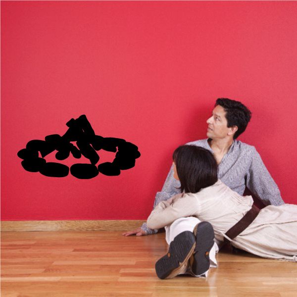 Campfire wall decal, black vinyl silhouette with flames and logs