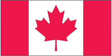 Canada flag sticker with red side panels and a white center featuring a red maple leaf