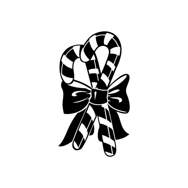 Image of Candy Canes with Bow Decal