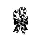 Black-and-white candy cane decal with bow