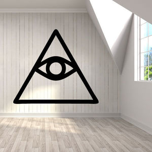 Black triangular Eye of Providence decal with single eye symbol