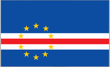 Cape Verde flag sticker, rectangular design with blue field, yellow stars, red and white stripes