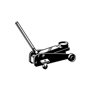 Car jack vinyl decal sticker with black line-art jack and handle