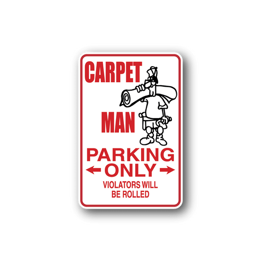 Image of Carpet Man Parking Only Sticker