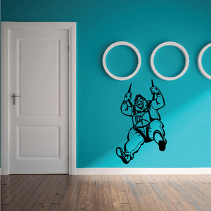 Cartoon skydiver parachute wall decal with floating circle outline shapes
