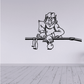 Cartoon pool player wall decal with cue stick and pool ball illustration