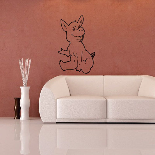 Image of Cartoon Sitting Pig Decal