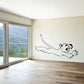 Cartoon tiger pouncing wall decal, black outline