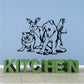 Animal wall decal with cat, dog, rabbit, and parrot silhouettes and "KITCHEN" text