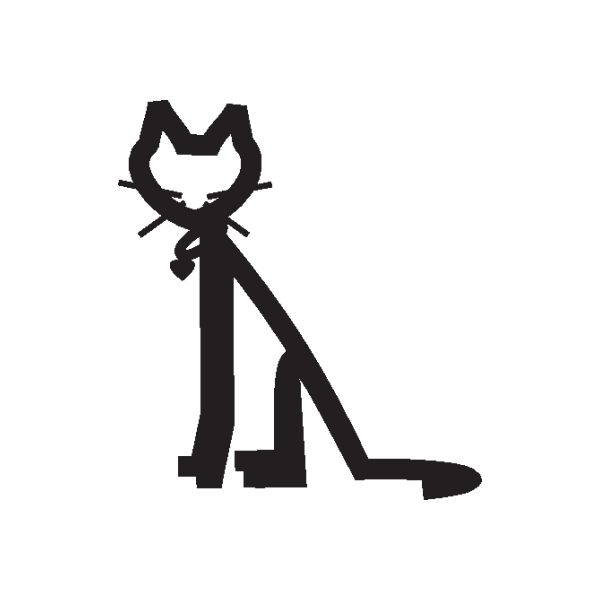 Black cat sitting outline decal with white face