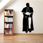 Black priest silhouette decal with white cassock trim and collar